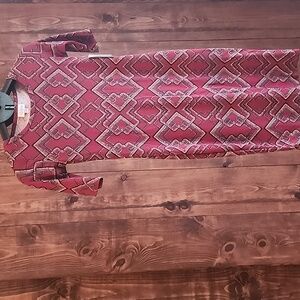 LuLaRoe Burgundy and Gray Patterned Midi Dress